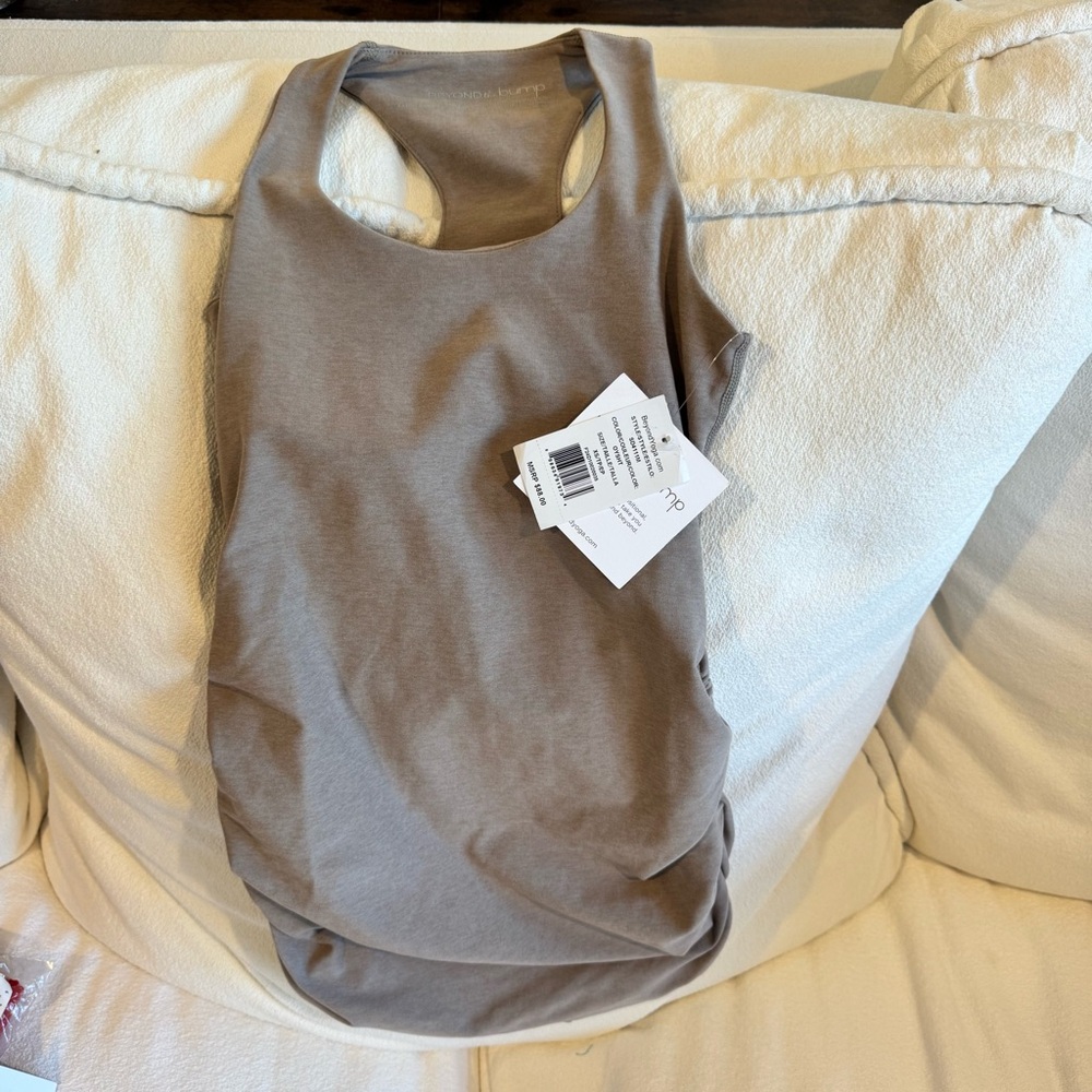 BRAND NEW Beyond Yoga beyond the bump tan Maternity racerback tank top